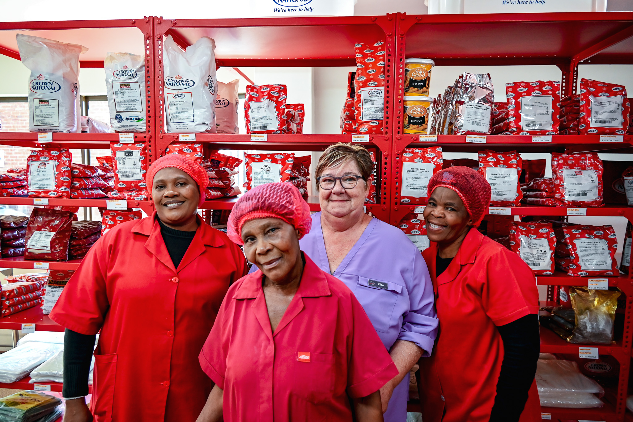 Elize Kruger and the Butchery Supplies team in the Crown National shop