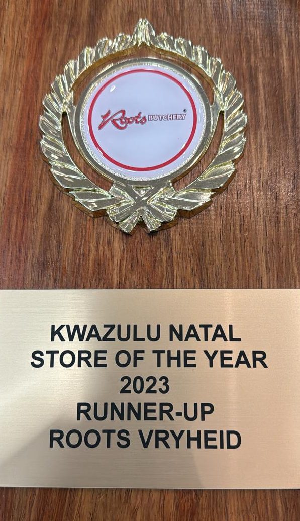 KwaZulu-Natal Store of the Year 2023 runner-up plaque awarded to Roots Butchery Vryheid
